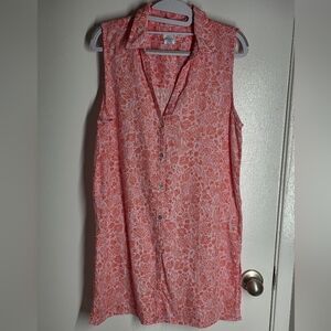 Sigrid Olson Coral Sleeveless Linen Top Size M
